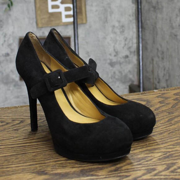 Nine West Womens Stiletto Suede Heels 1678b0964af61a Black 7M - Picture 1 of 6